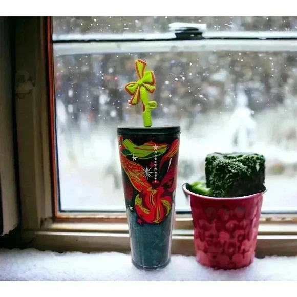 Starbucks Holiday 2023 Venti 24 oz insulate Cup Tumbler Green Ornaments & Topper - Picture 1 of 6